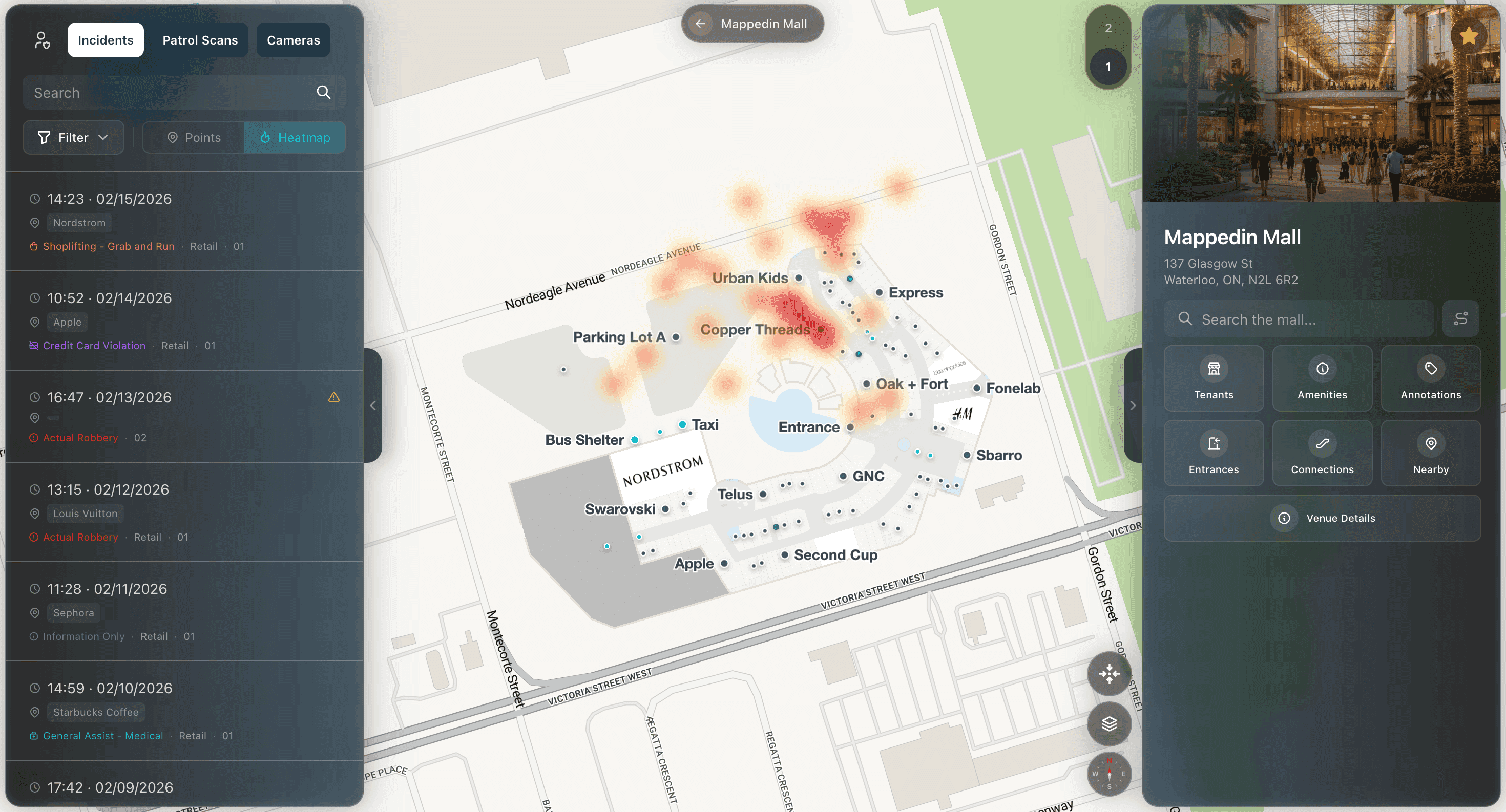 Retail security heatmap analytics