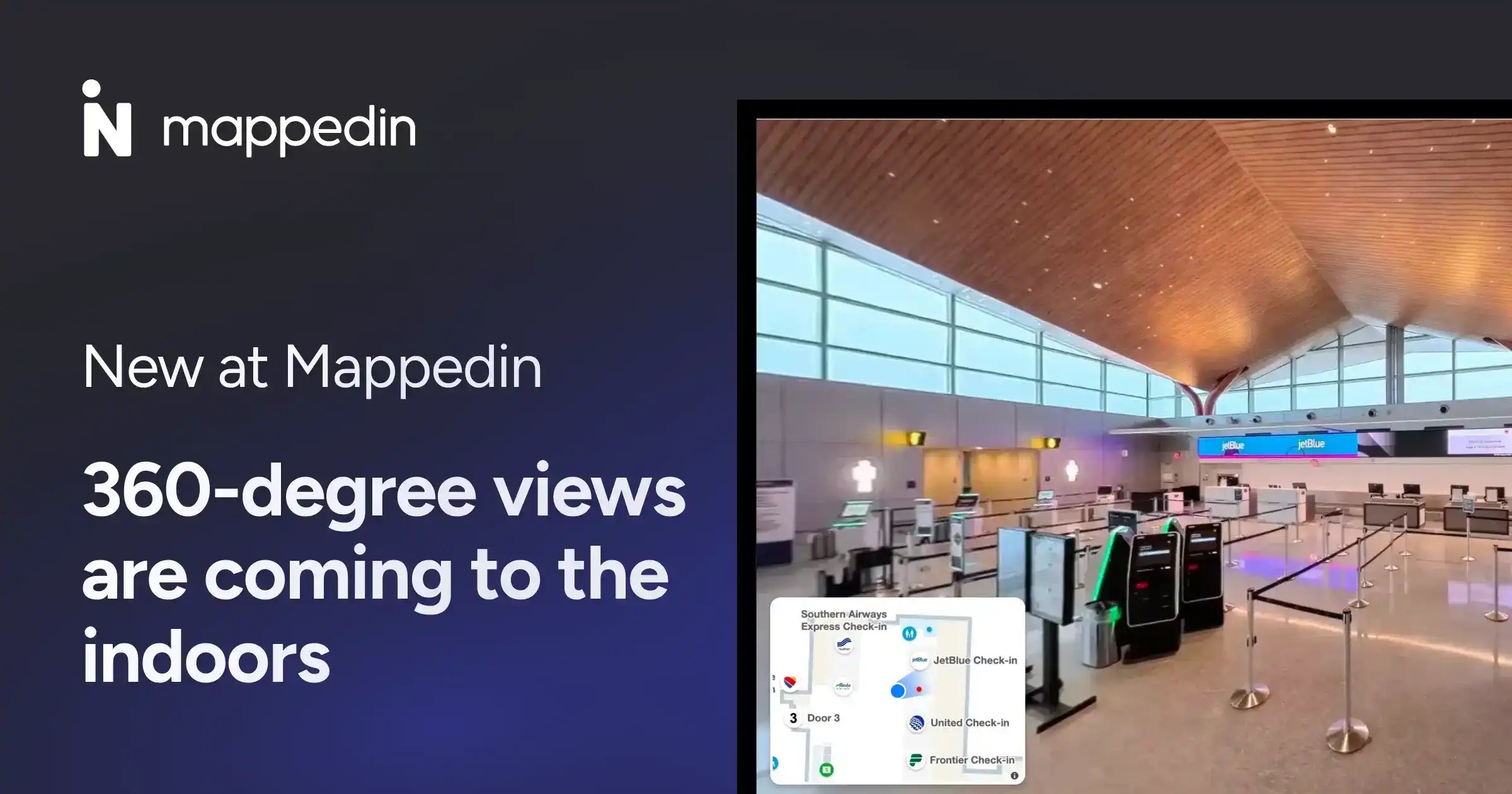360-degree indoor view at an airport
