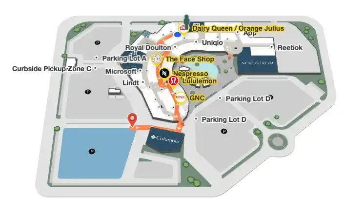 key paths along route map