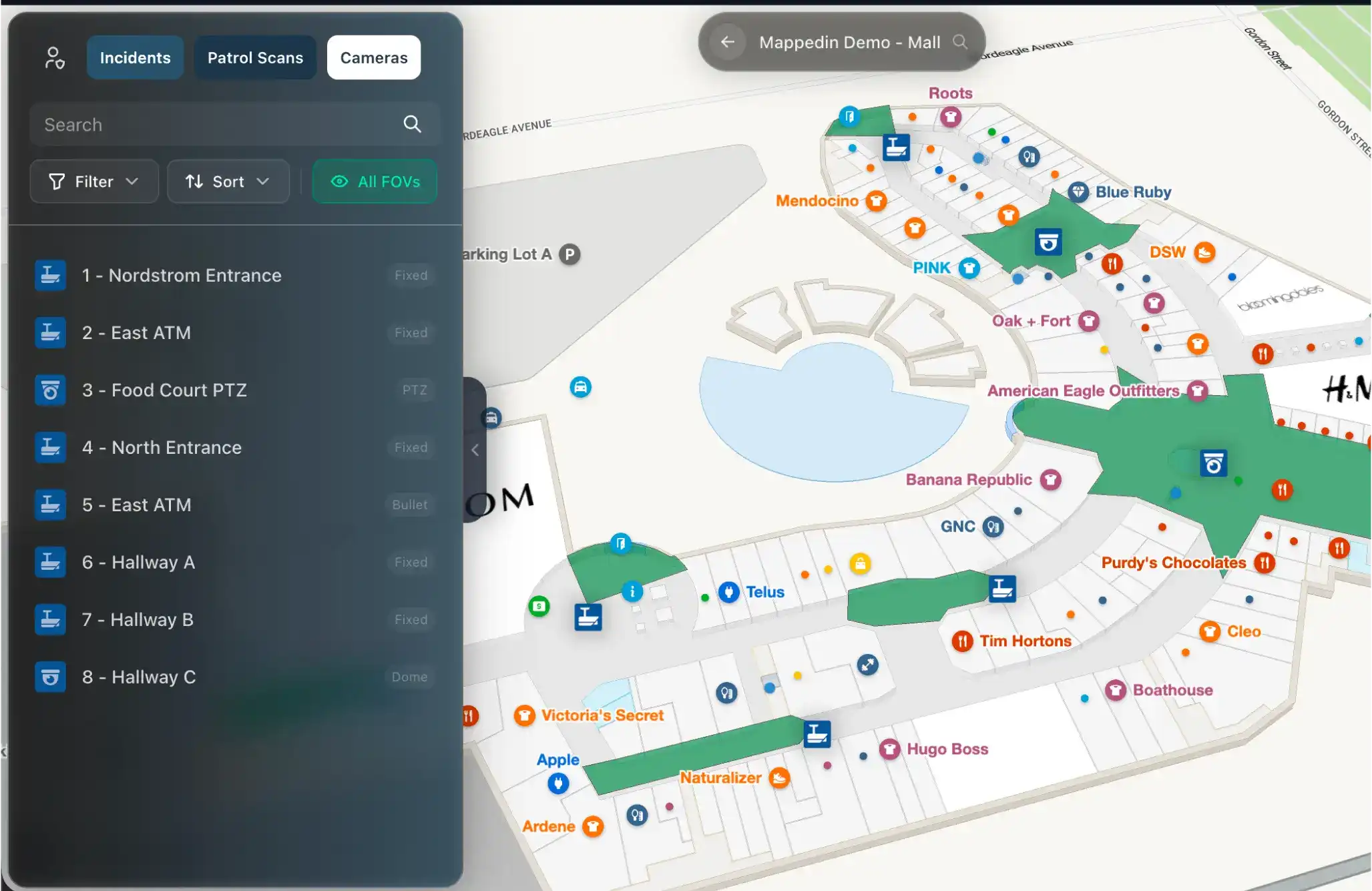 Security applications connected to a single indoor map