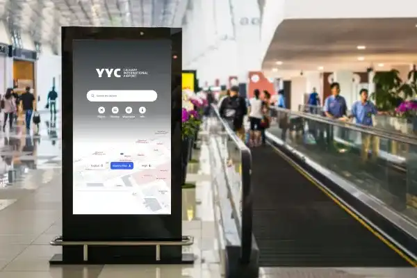 Digital signage directory with dynamic content at an airport terminal