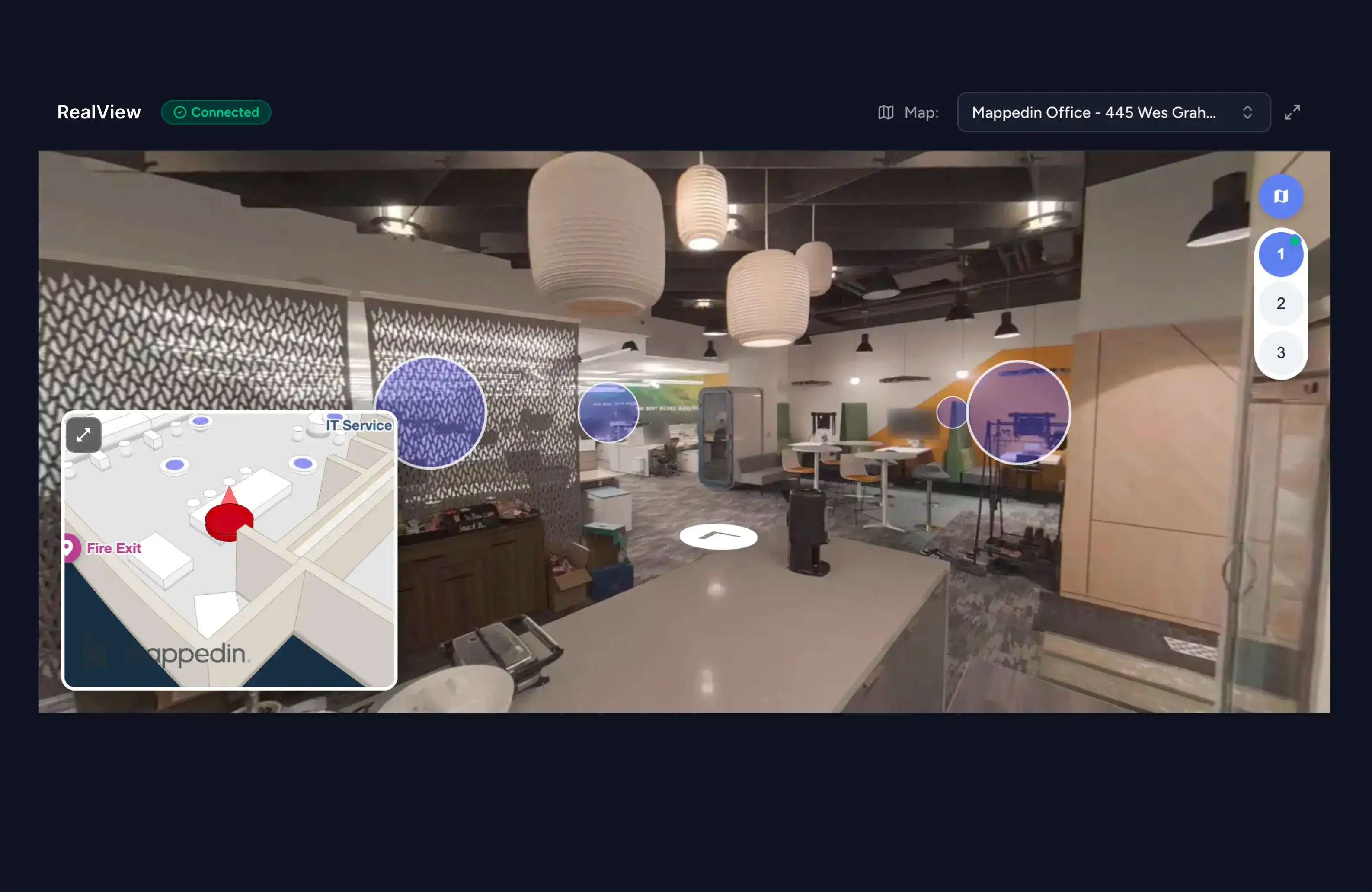 Mappedin RealView 360-degree indoor scan in the RealView app