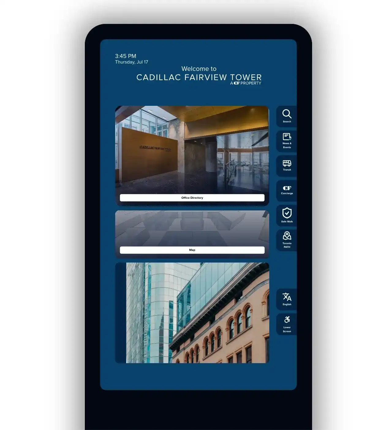 Mappedin Premium Directory - Home screen