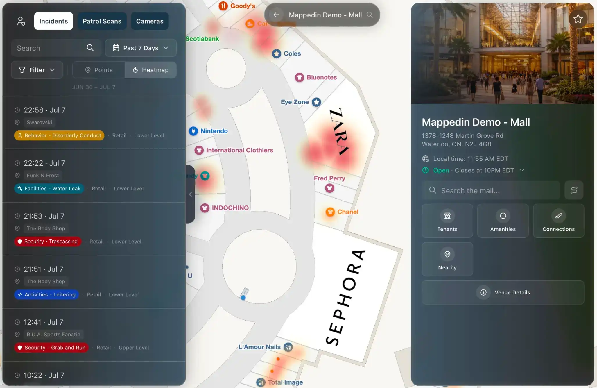 Risk intelligence overlaid on an indoor map
