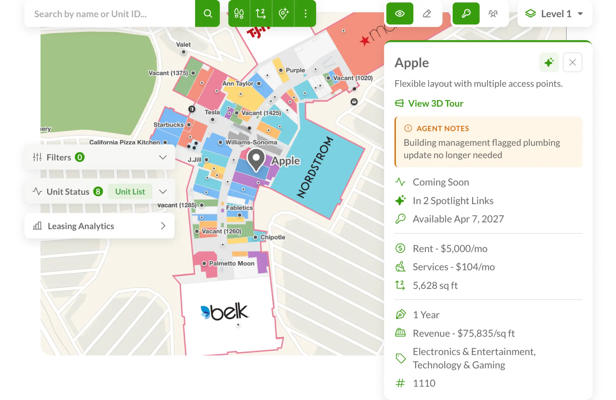 Mappedin Leasing interactive floor plan