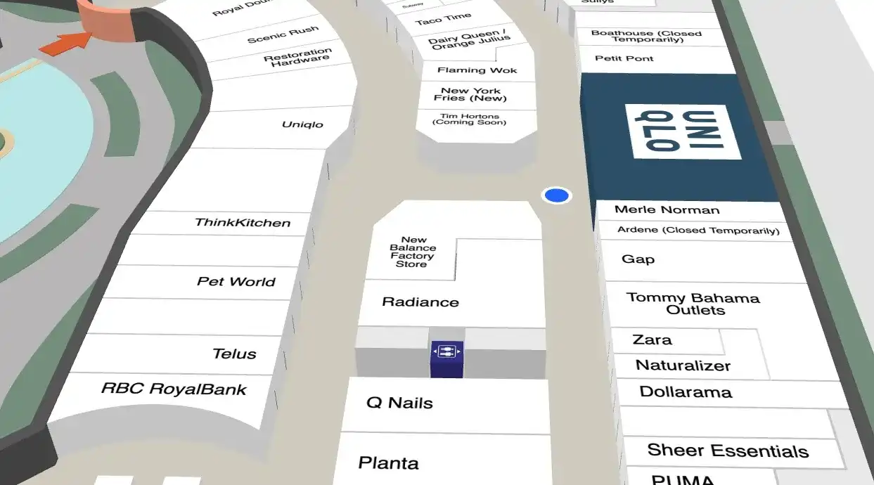 B lue dot on a digital map