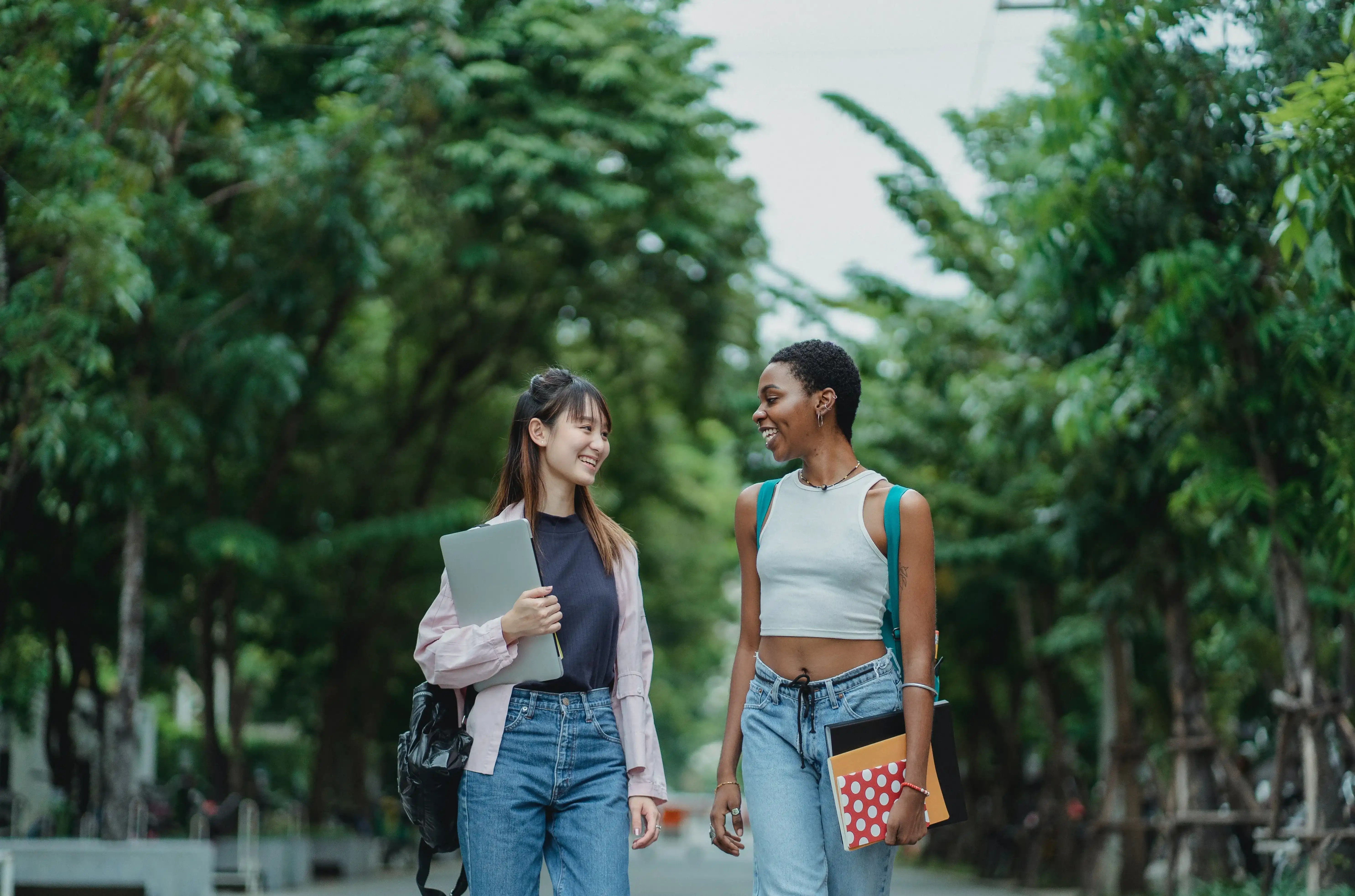students walking on campus
