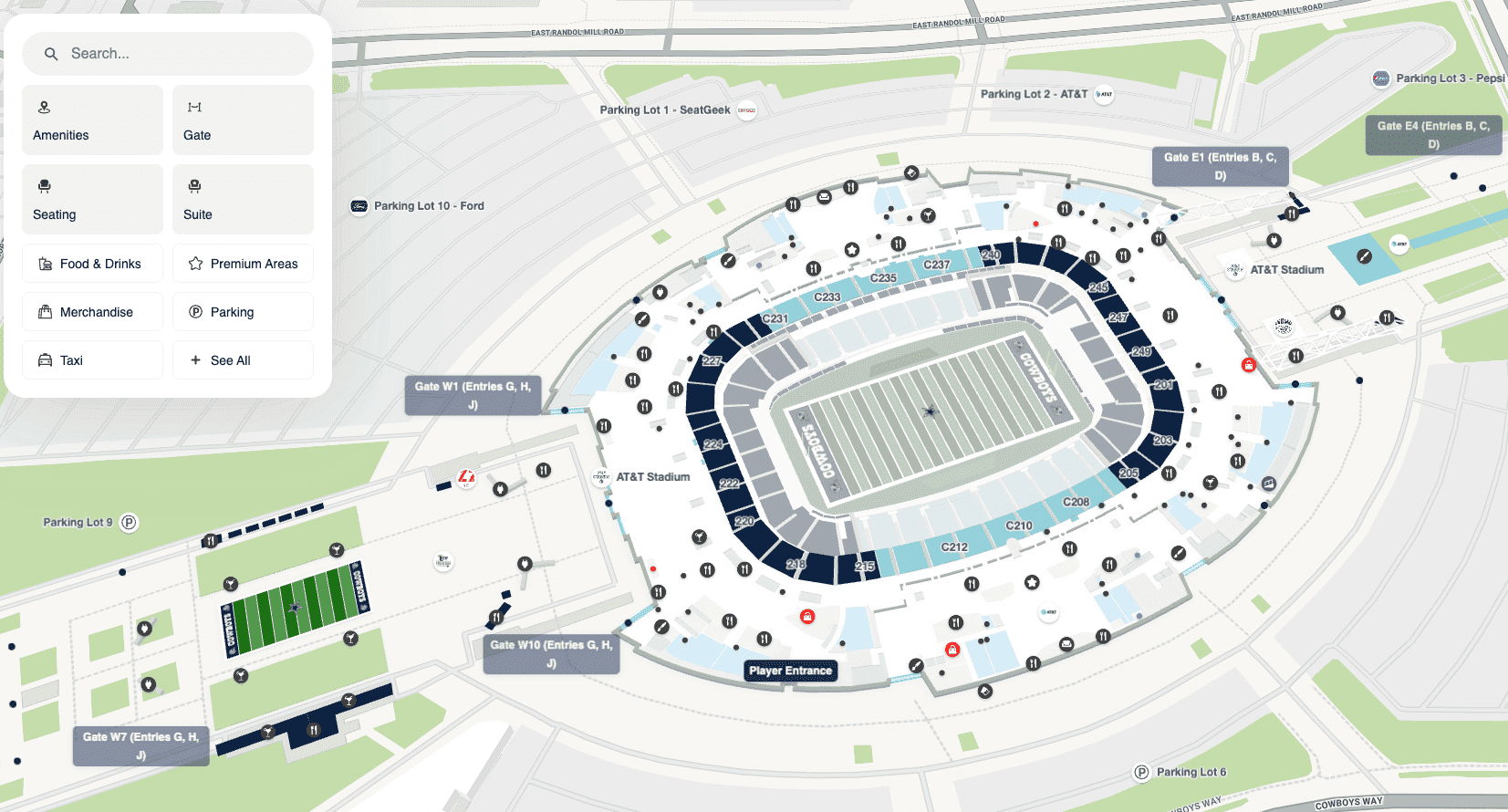 at&t stadium seating chart