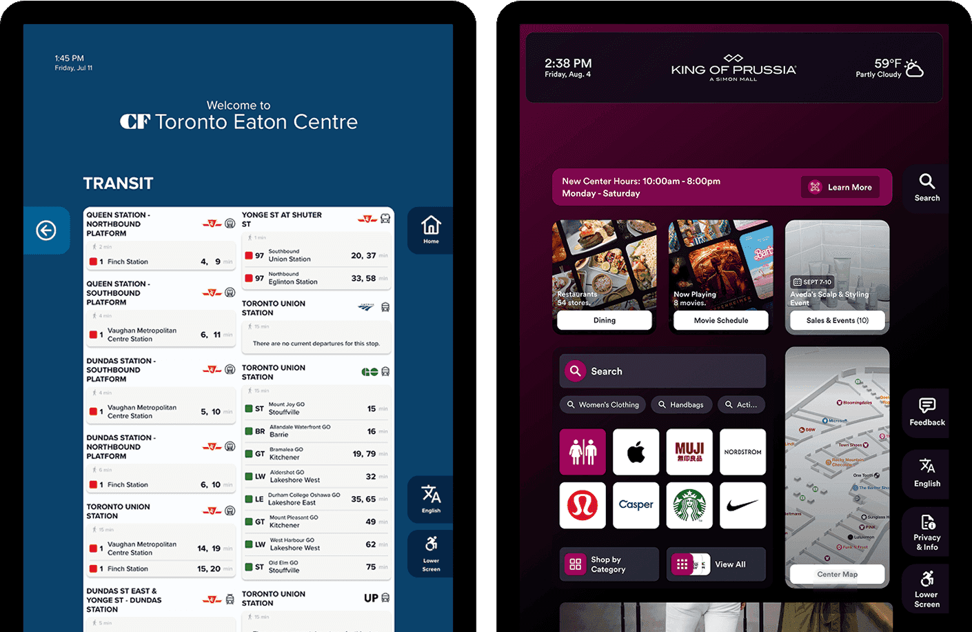 Mall kiosk software for directories and wayfinding