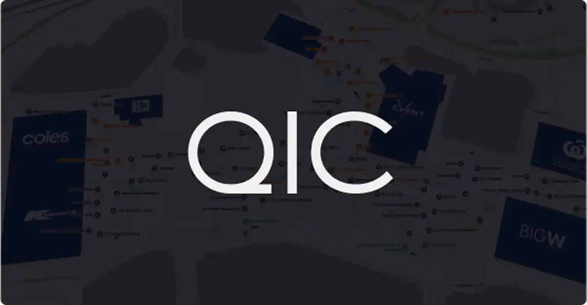 QIC logo and map